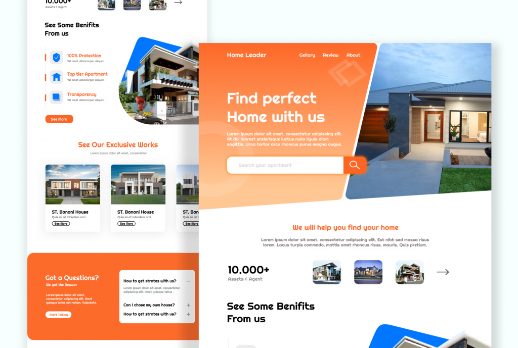 HomeLeader – Modern website UI design for Realestate