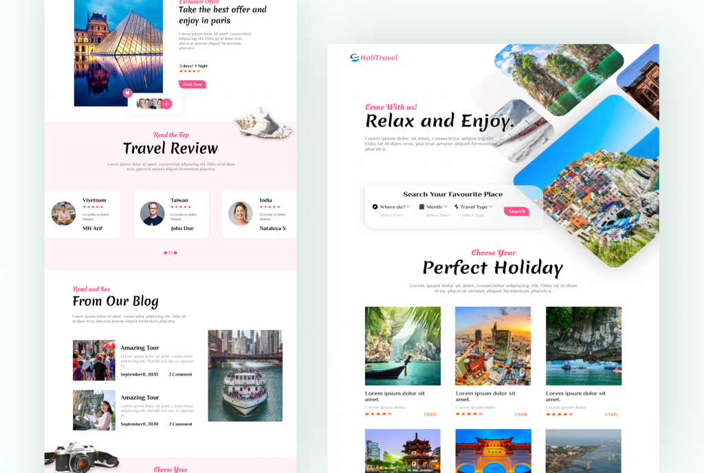 HoliTravel – The Travel Agency Template User Interface