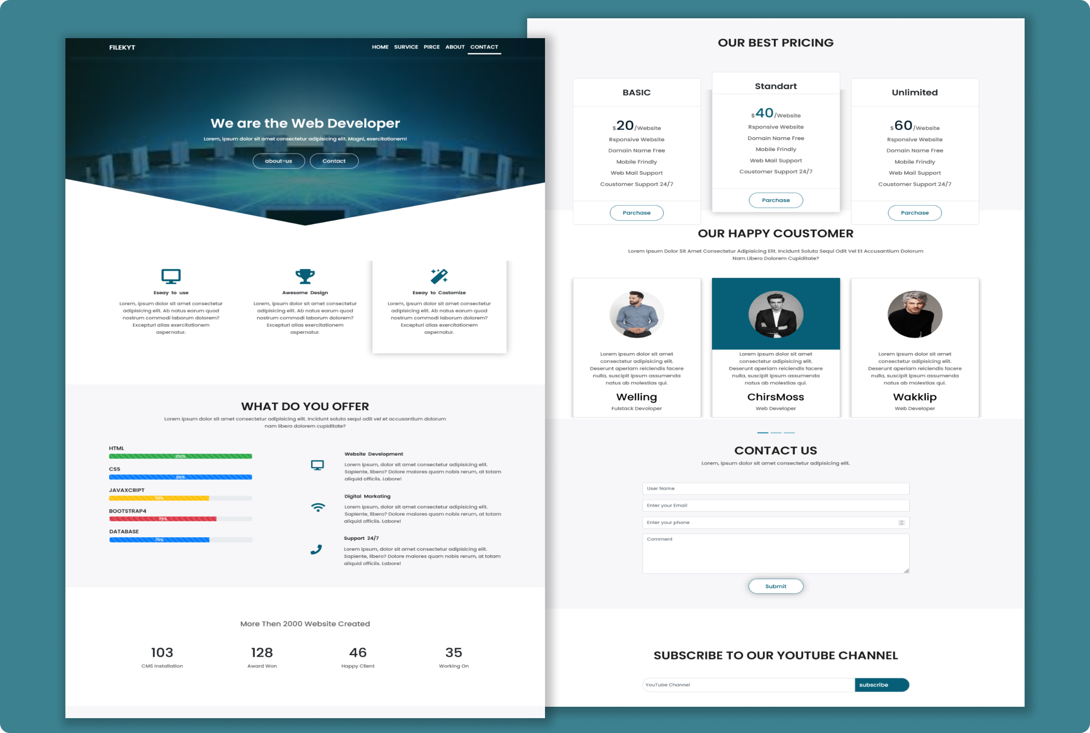 Single page HTML Template